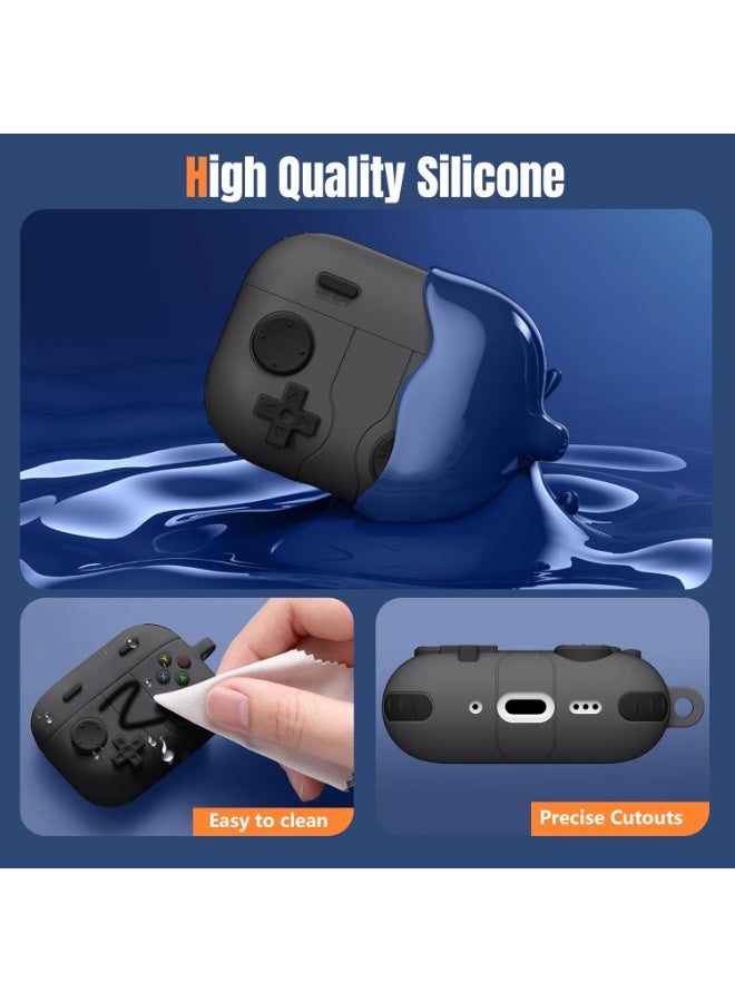 Game Case for AirPods Pro 3 Case 2025, Shockproof Silicone Cover for Apple AirPods Pro 3 – with Cleaner Kit & Keychain, Classic Cool Funny Durable Protective Case for Men Boy–Black - Image 5